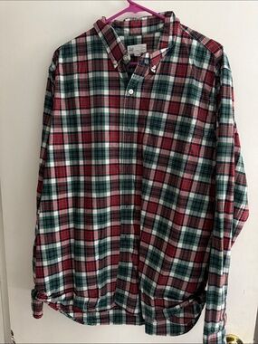 GAP Red, Green & White Plaid Button-Down Shirt